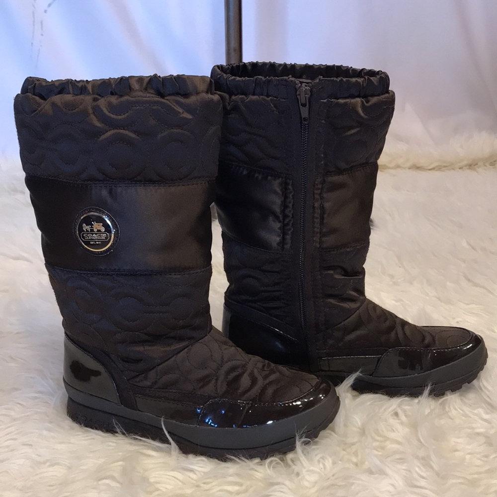 Dark brown chocolate colored Coach winter boots